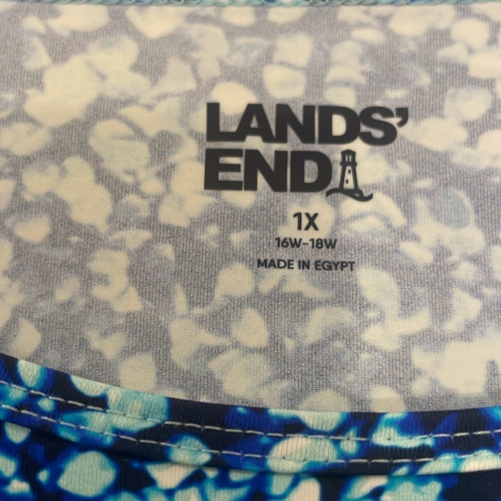 Lands' End 1X Rash Guard Blue Pit to Pit 24” NEW WITH TAGS Short Sleeves - Picture 3 of 8